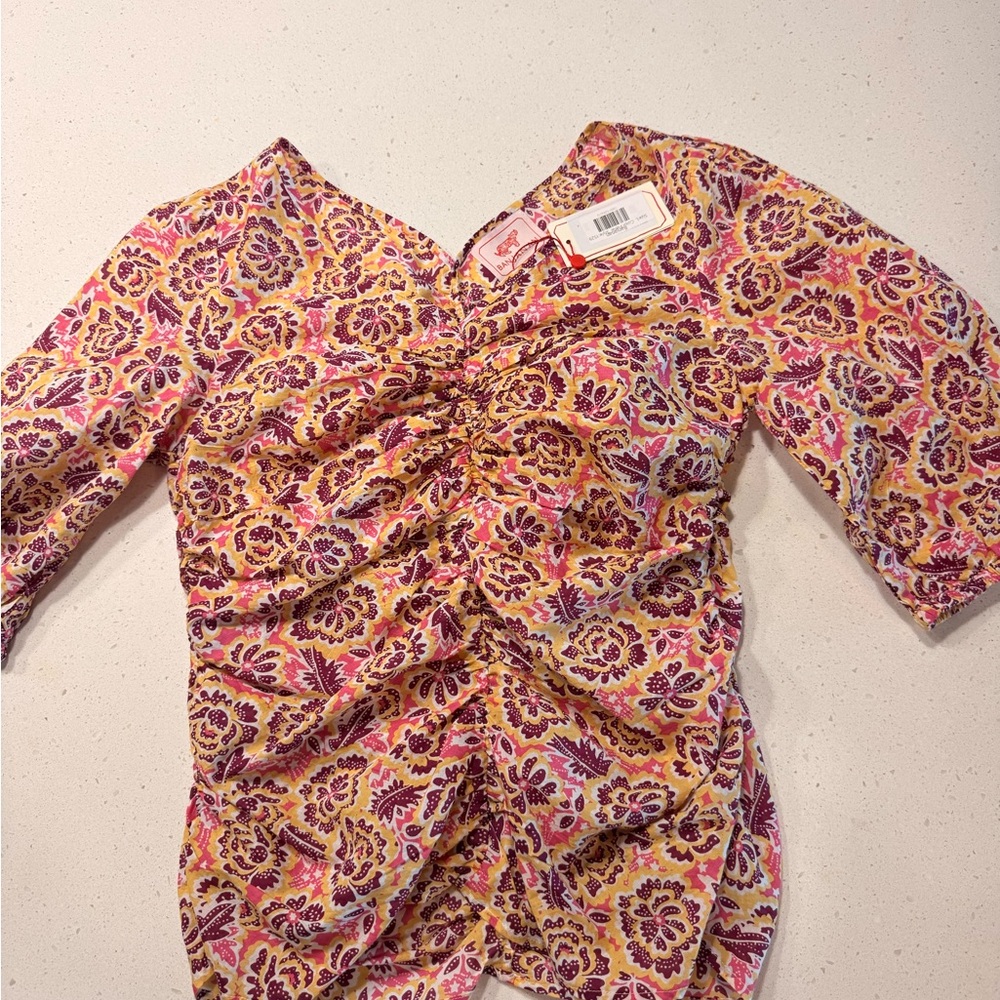 Banjanan Pink and Purple Floral Blouse Size Large